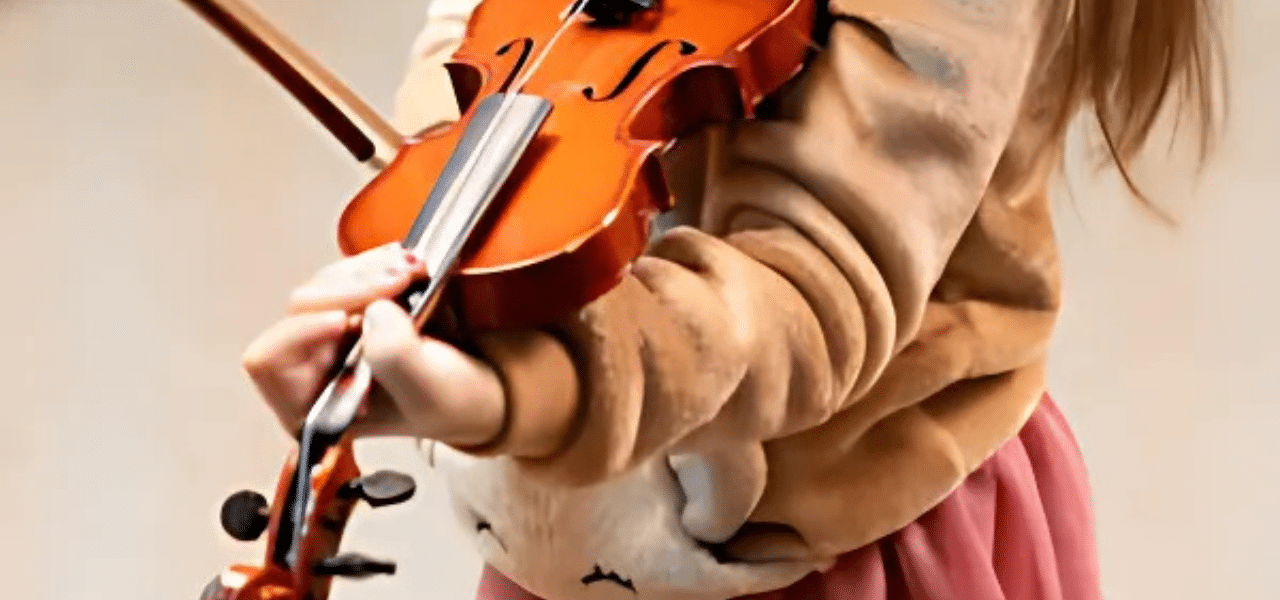 Close crop of girl holding violin